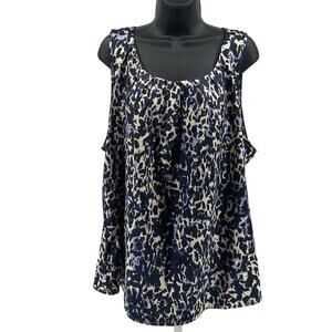 Kenneth Cole Reaction Top WMNS XXL Black Purple Animal Print Pullover Sleeveless